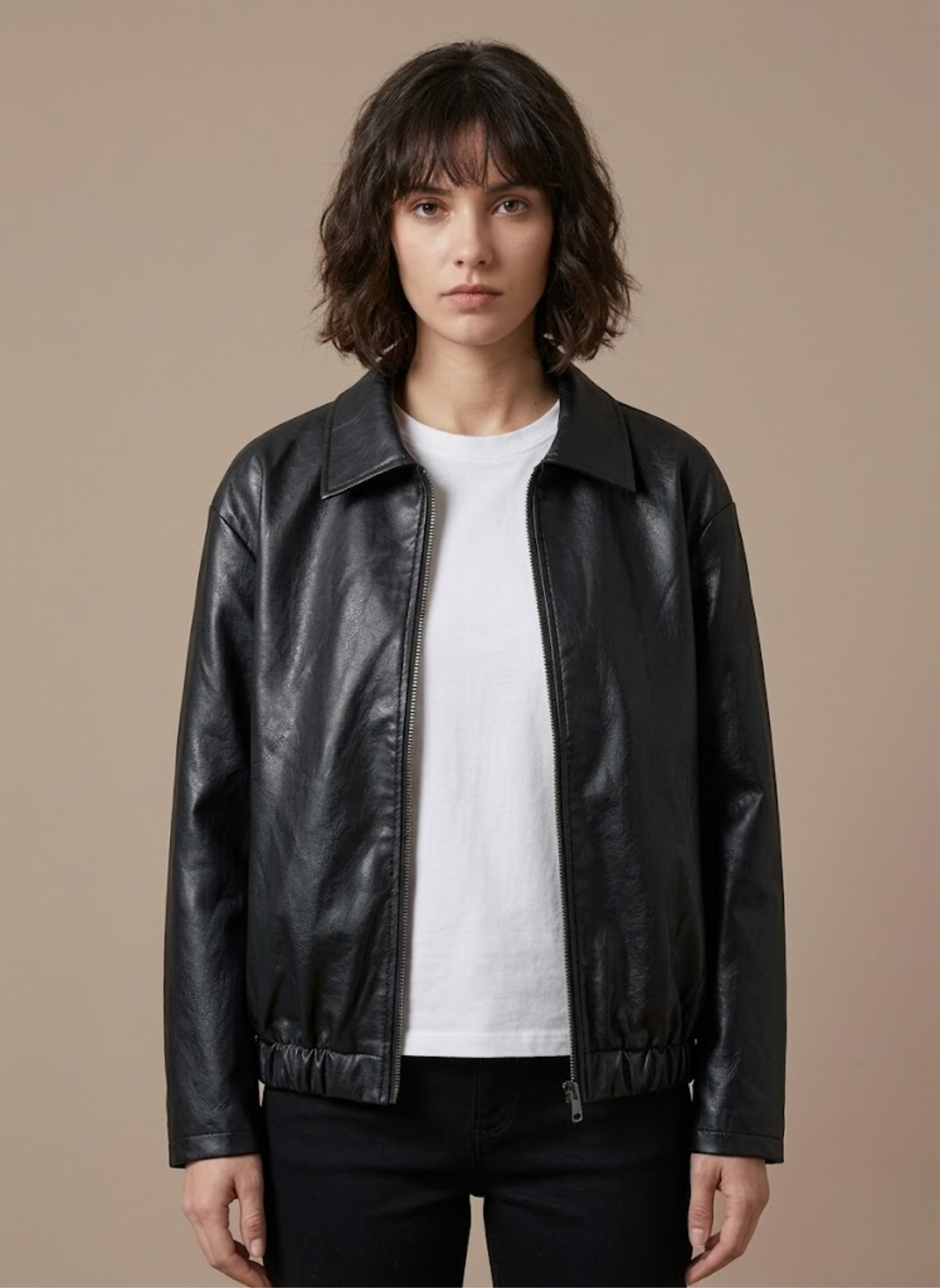 Areleon | Women’s Faux Leather Biker Jacket – Lightweight Spring Coat