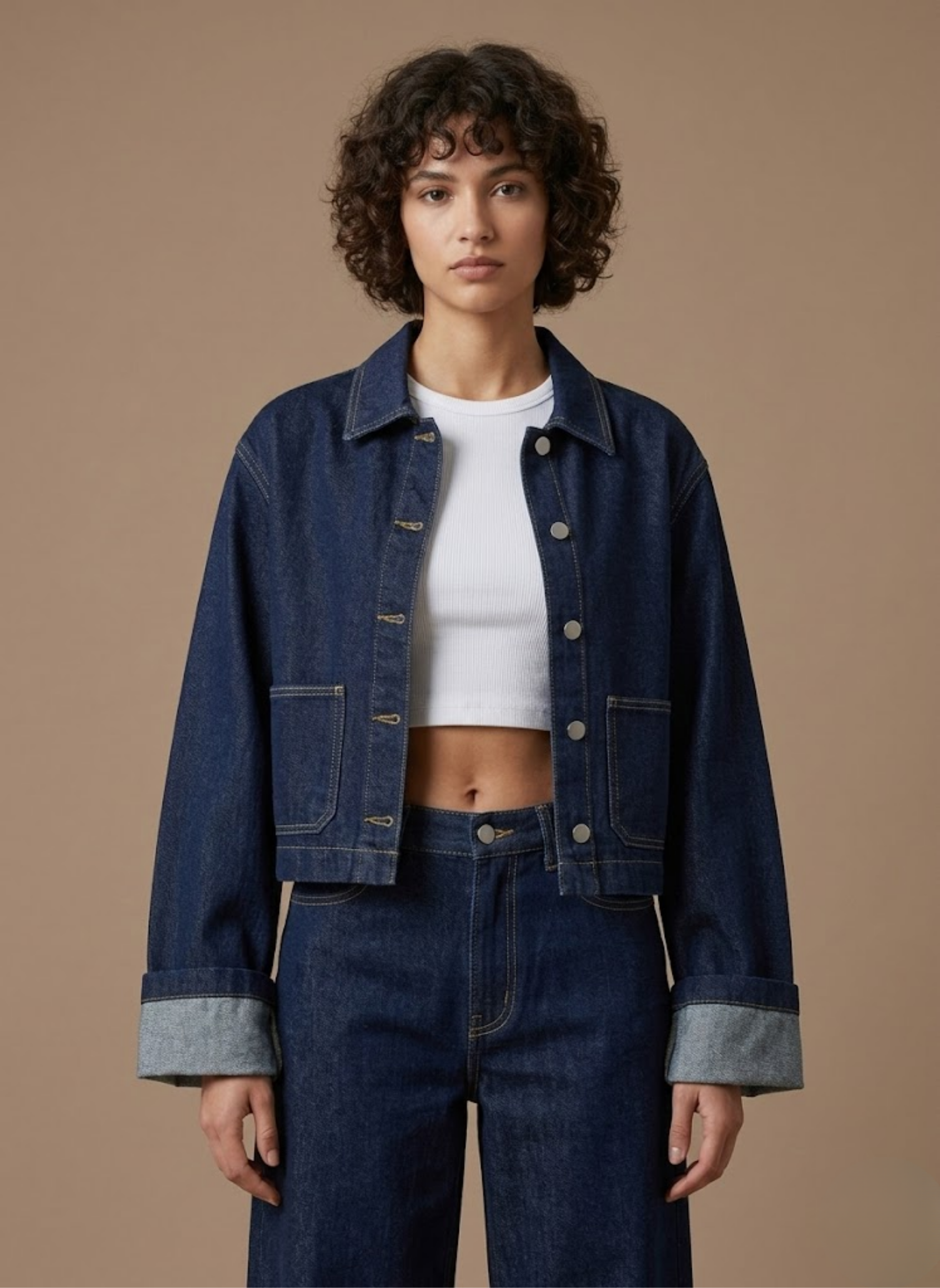 Areleon | Women’s Oversized Denim Jacket Dark Blue Casual Spring Layer