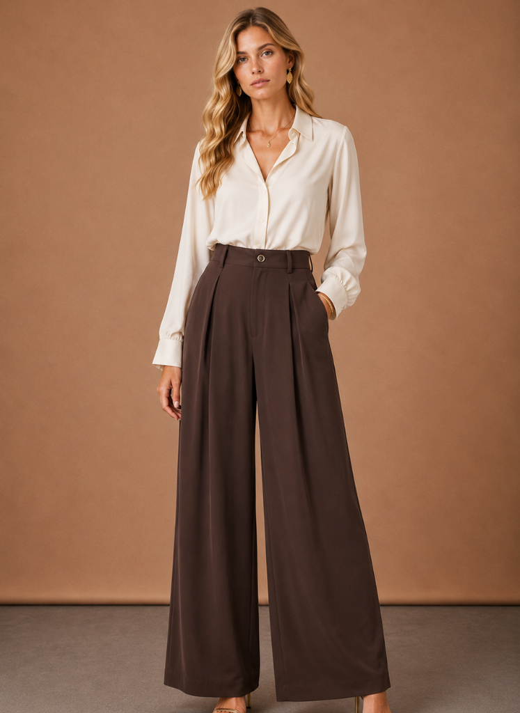 Areleon | Women’s Pleated Balloon Fit Pantalon Wide Leg Fit