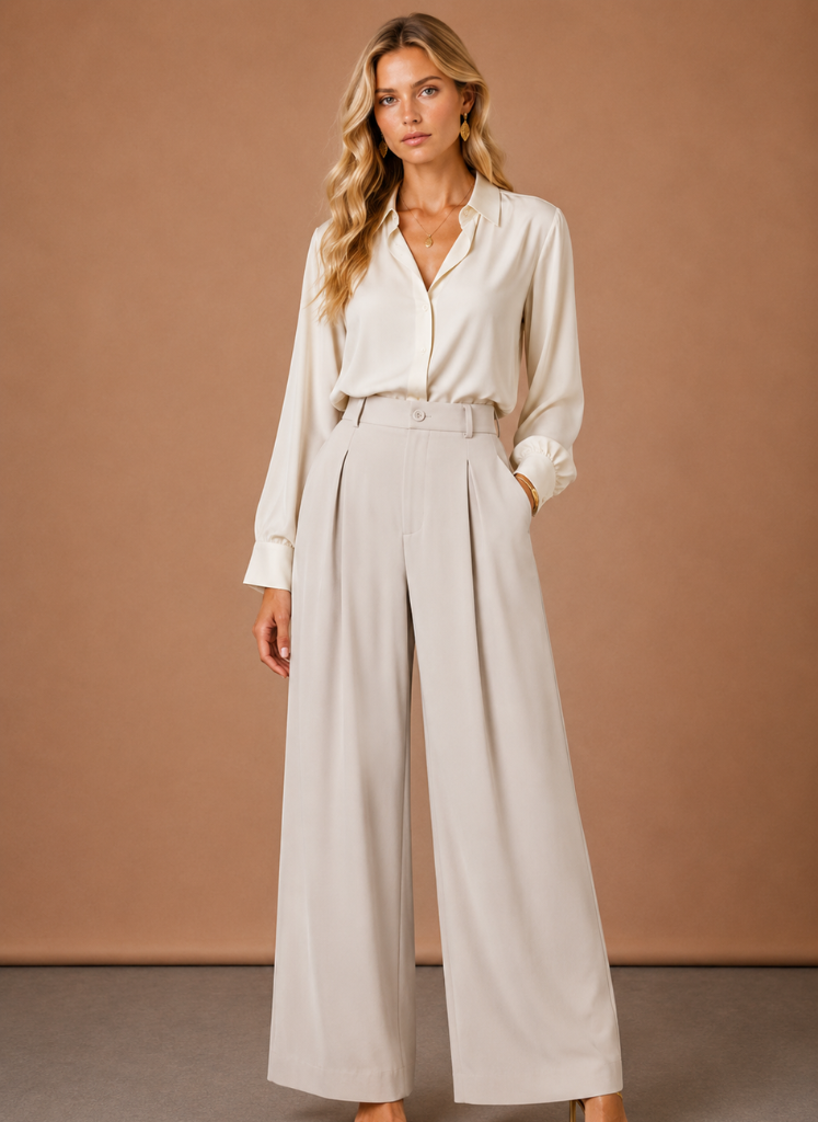 Areleon | Women’s Pleated Balloon Fit Pantalon Wide Leg Fit