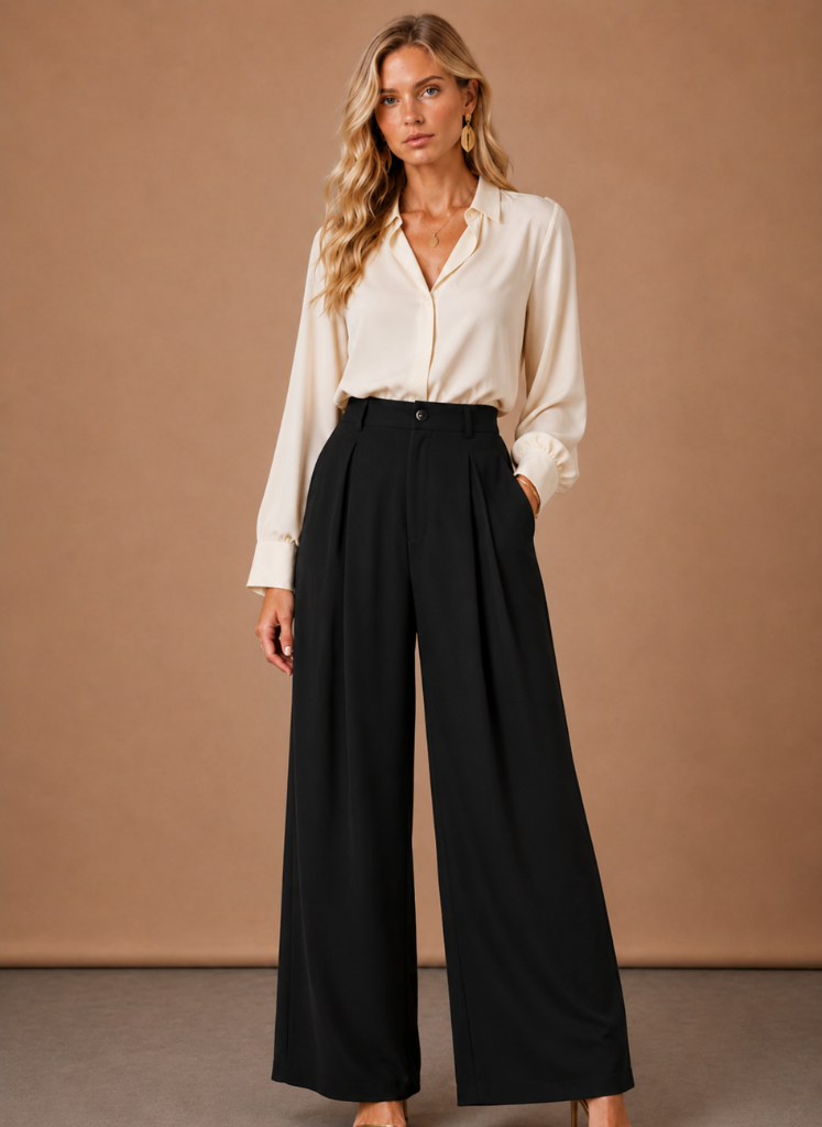 Areleon | Women’s Pleated Balloon Fit Pantalon Wide Leg Fit