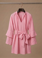 Areleon | Women’s Ruffle Hem Mini Dress – Long Sleeve Belted Waist