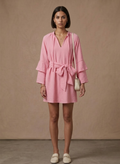 Areleon | Women’s Ruffle Hem Mini Dress – Long Sleeve Belted Waist