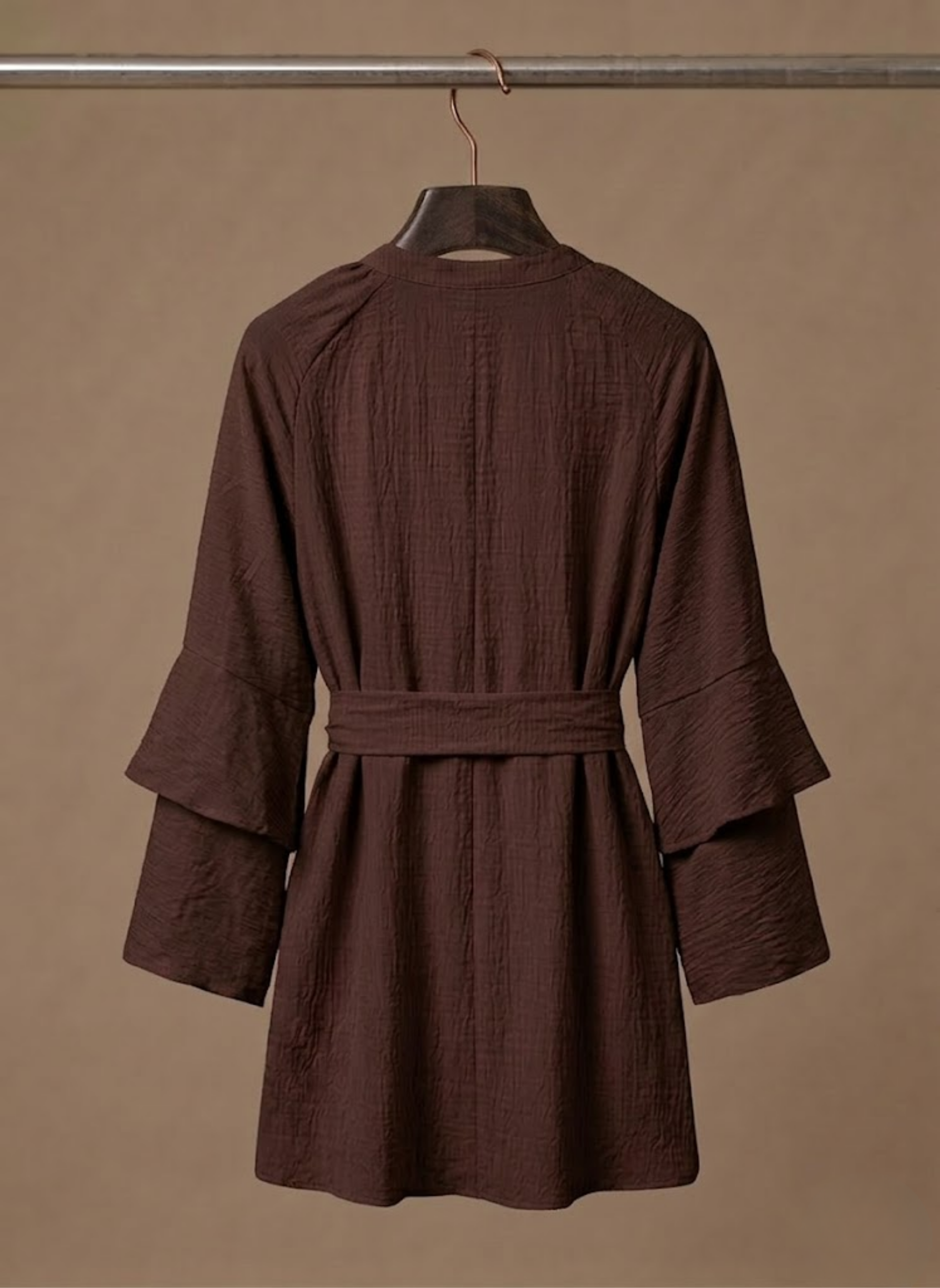 Areleon | Women’s Ruffle Hem Mini Dress – Long Sleeve Belted Waist