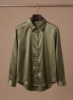 Areleon | Women’s Satin Button Shirt Long Sleeve Casual Elegant Blouse