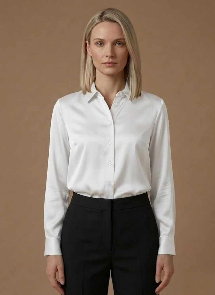 Areleon | Women’s Satin Button Shirt Long Sleeve Casual Elegant Blouse