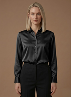 Areleon | Women’s Satin Button Shirt Long Sleeve Casual Elegant Blouse