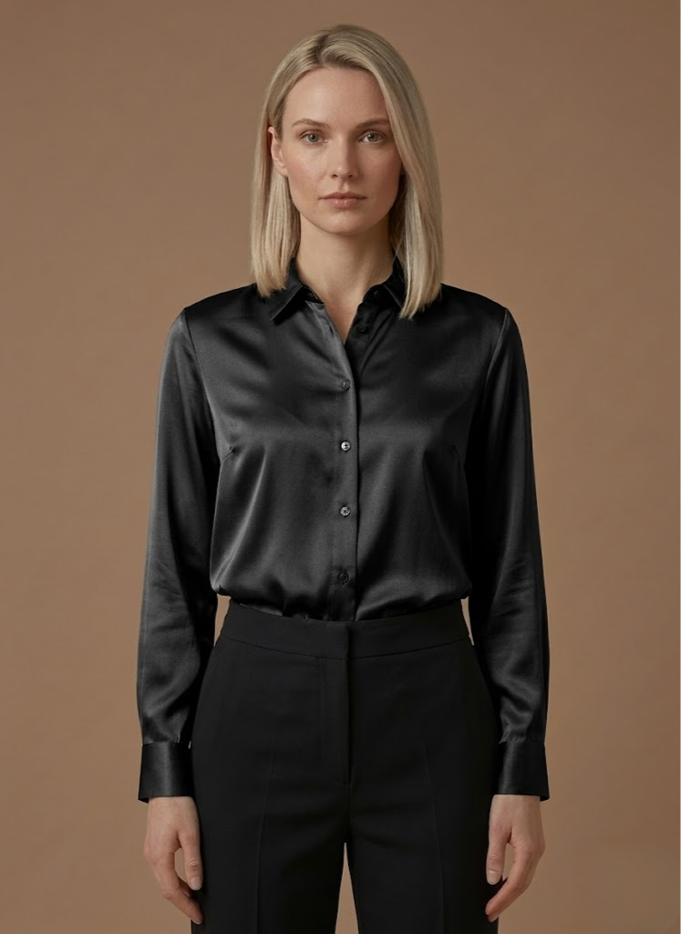 Areleon | Women’s Satin Button Shirt Long Sleeve Casual Elegant Blouse