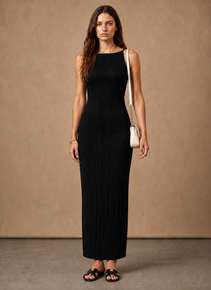 Areleon | Women’s Slim Fit Maxi Dress Textured Sleeveless Summer