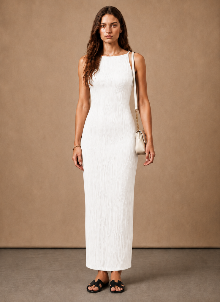 Areleon | Women’s Slim Fit Maxi Dress Textured Sleeveless Summer