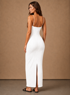 Areleon | Women’s Slim Fit Maxi Dress Textured Sleeveless Summer