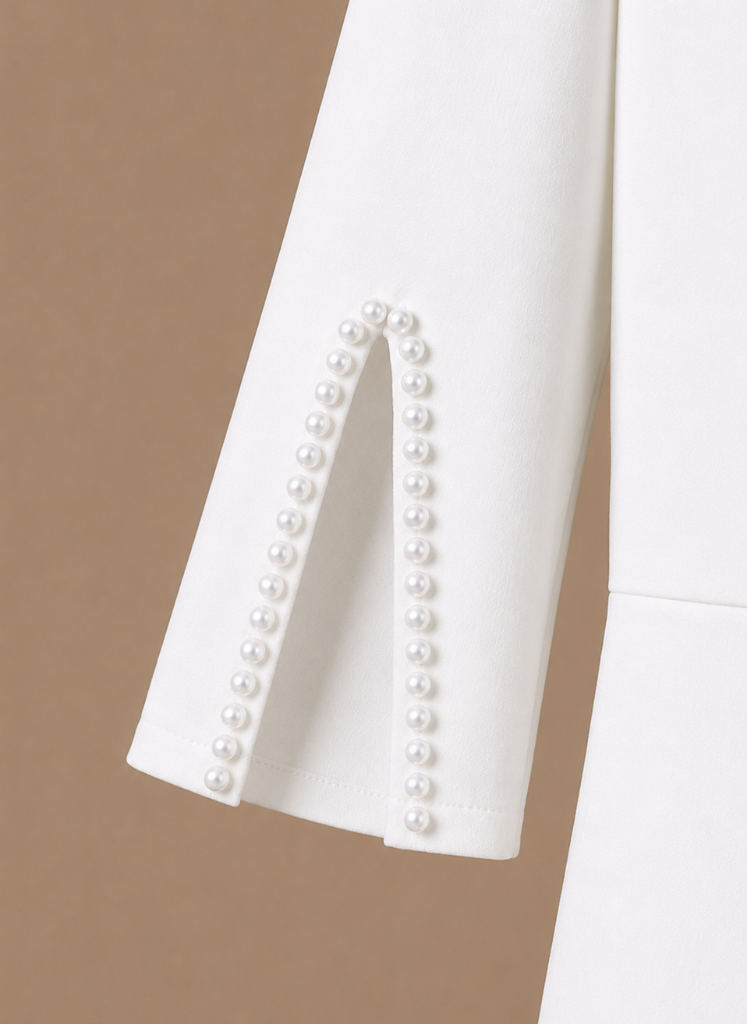 Areleon | Women’s Slim Fit Midi Dress Split Sleeve Pearl Detail