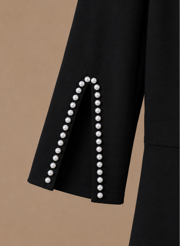 Areleon | Women’s Slim Fit Midi Dress Split Sleeve Pearl Detail