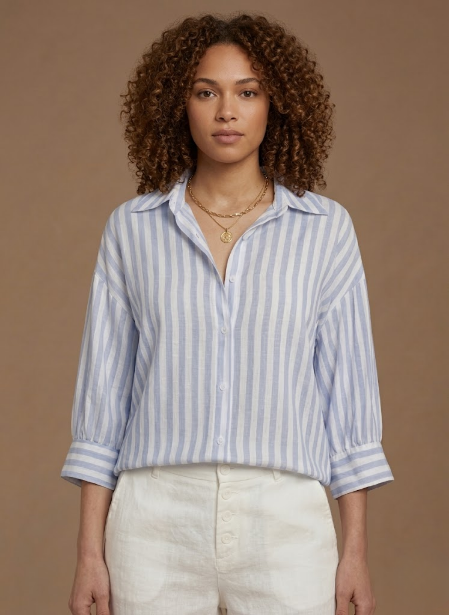 Areleon | Women’s Striped Casual Blouse – Classic Long Sleeve Shirt