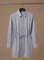 Areleon | Women’s Striped Tie Waist Shirt Dress Long Sleeve Casual Midi