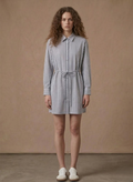 Areleon | Women’s Striped Tie Waist Shirt Dress Long Sleeve Casual Midi