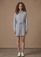 Areleon | Women’s Striped Tie Waist Shirt Dress Long Sleeve Casual Midi