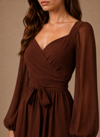 Areleon | Women’s Wrap Dress Long Sleeve Elegant Wedding Guest Dress