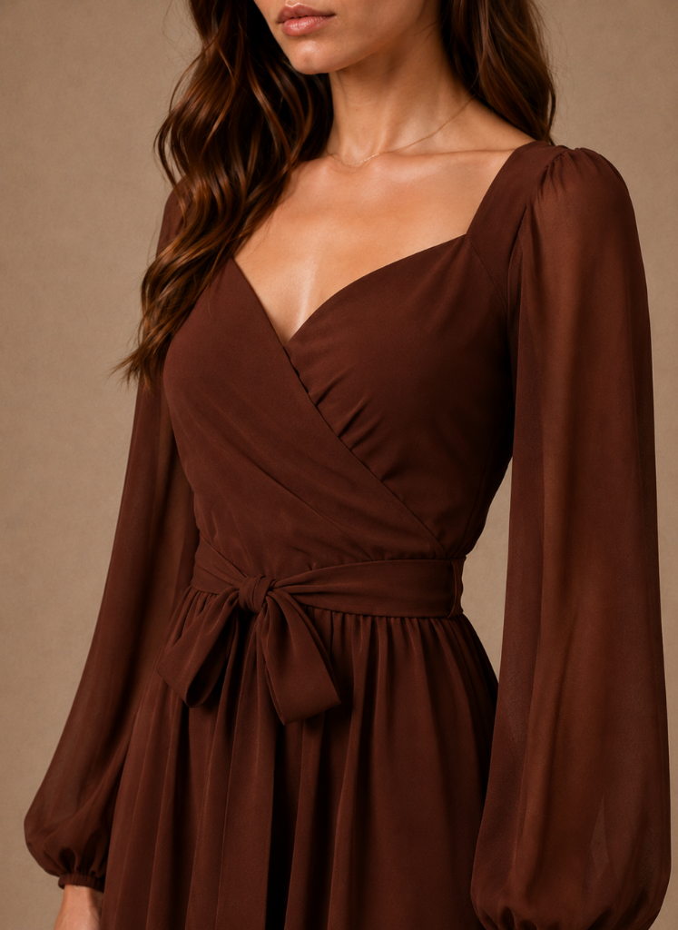 Areleon | Women’s Wrap Dress Long Sleeve Elegant Wedding Guest Dress
