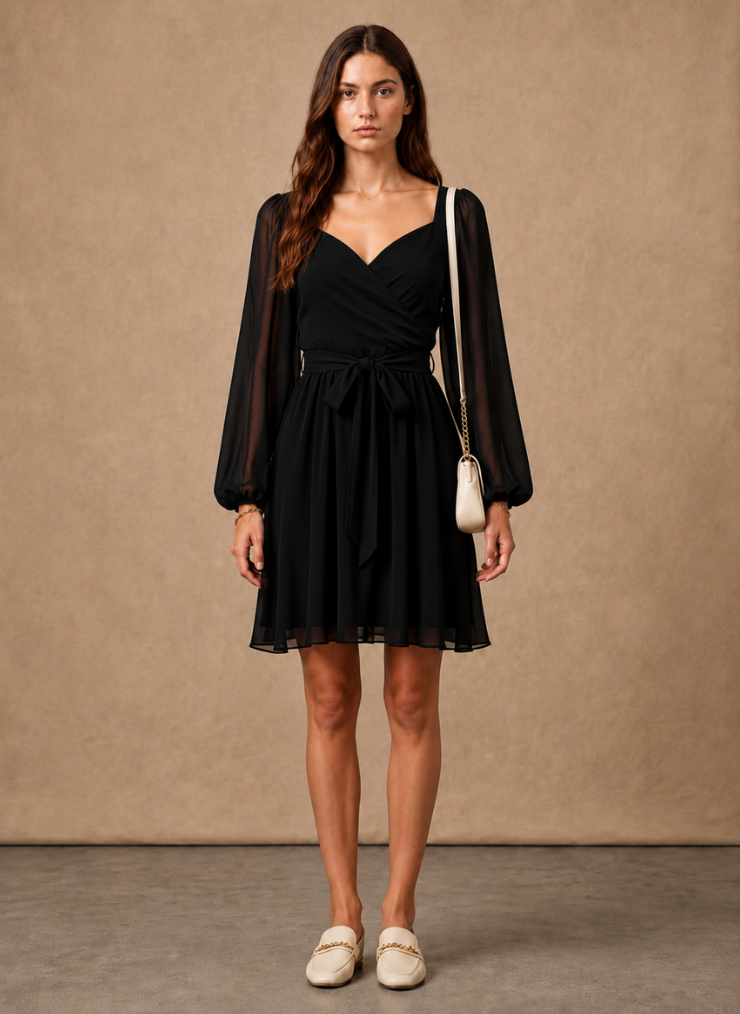 Areleon | Women’s Wrap Dress Long Sleeve Elegant Wedding Guest Dress