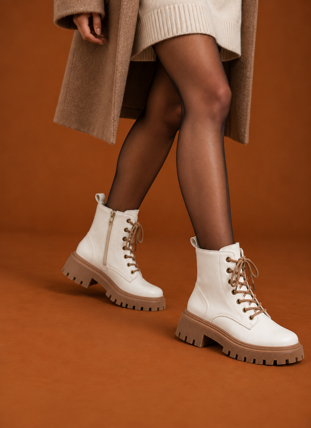 Women's Lace-Up Ankle Boots - Fleece Lined Combat Boots | Areleon