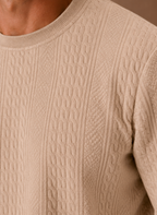 Men's Cable Knit Sweater – Crew Neck Textured Pullover | Areleon