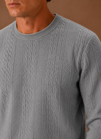 Men's Cable Knit Sweater – Crew Neck Textured Pullover | Areleon