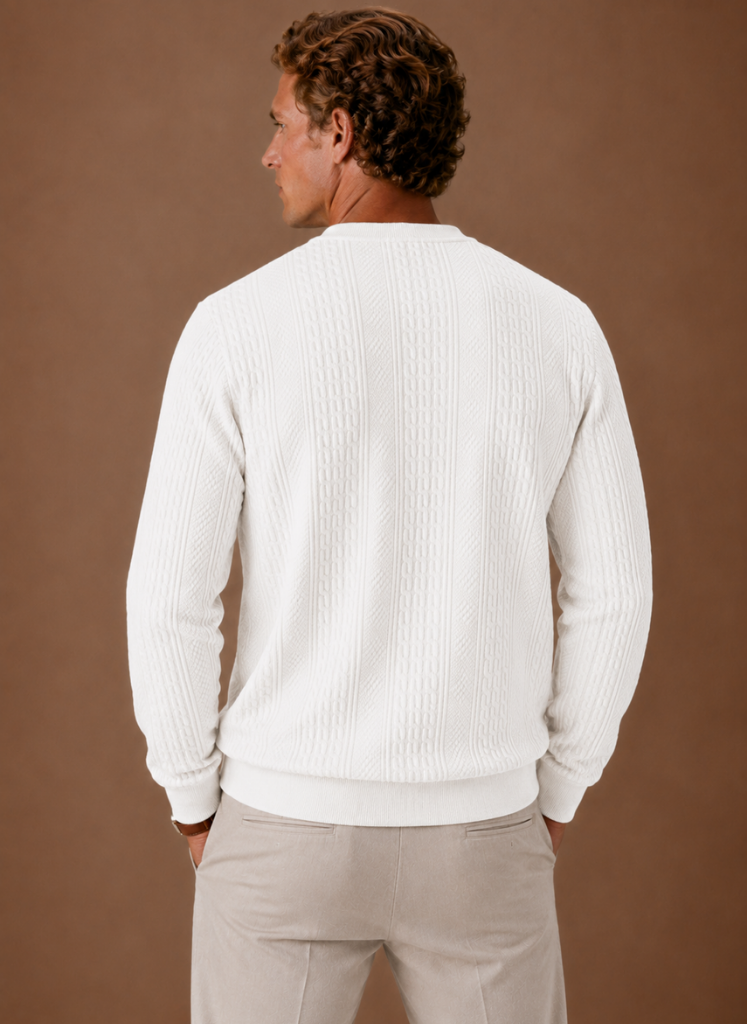 Men's Cable Knit Sweater – Crew Neck Textured Pullover | Areleon