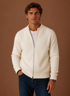 Men's Full Zip Knit Cardigan Sweater Ribbed Zip-Up Jacket | Areleon