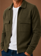 Men's Knit Jacket Full Zip Overshirt Smart Casual | Areleon