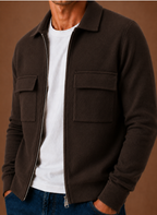 Men's Knit Jacket Full Zip Overshirt Smart Casual | Areleon