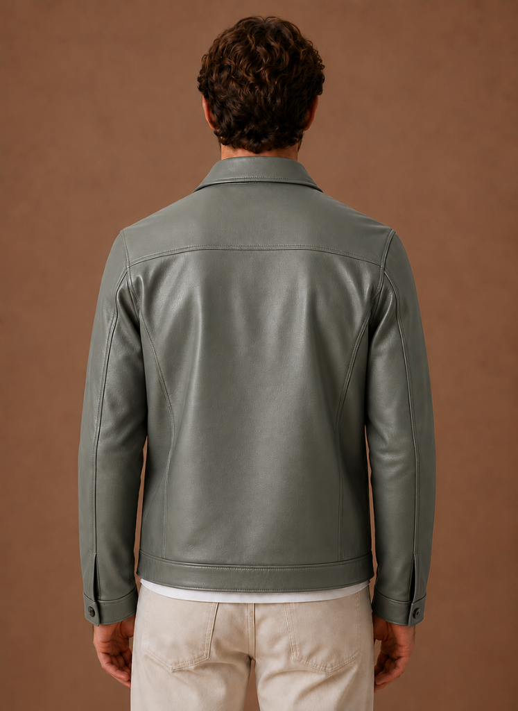 Men's Leather Look Jacket Classic Zip Jacket | Areleon