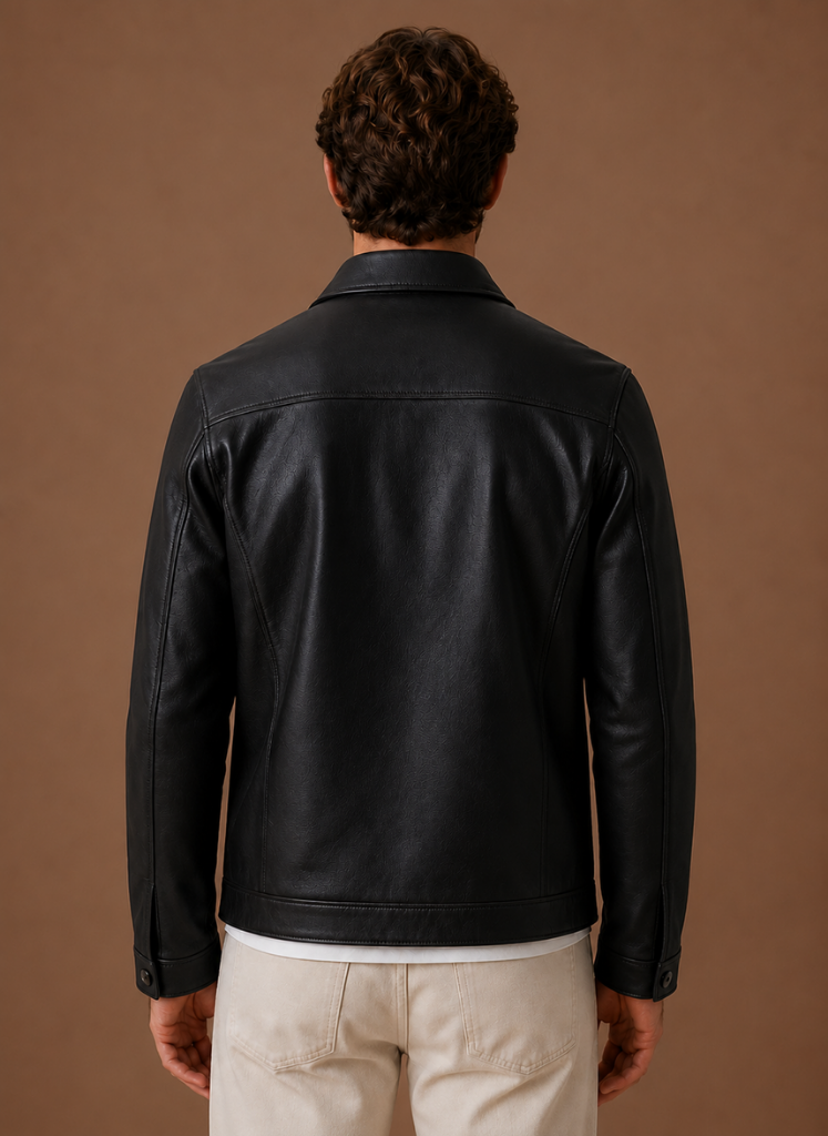 Men's Leather Look Jacket Classic Zip Jacket | Areleon