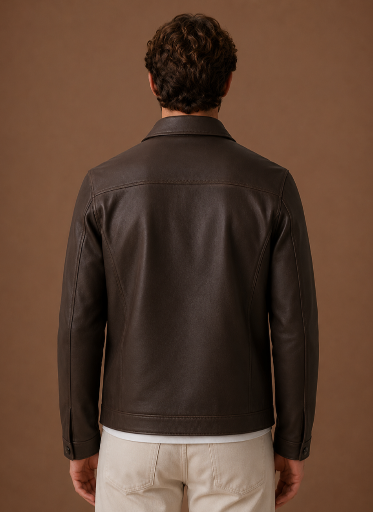 Men's Leather Look Jacket Classic Zip Jacket | Areleon