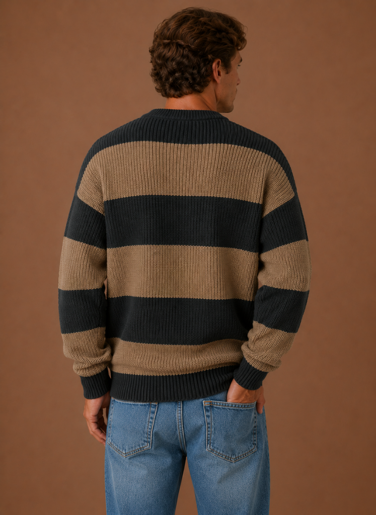 Men's Striped Knit Sweater – Crew Neck Pullover | Areleon