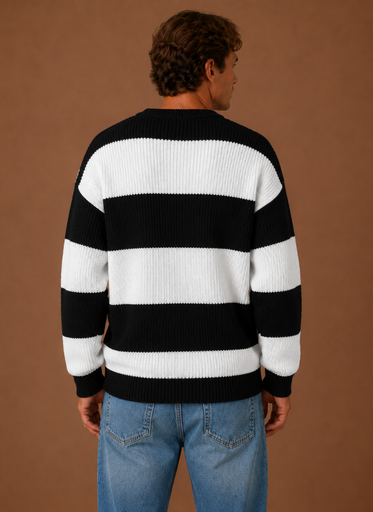 Men's Striped Knit Sweater – Crew Neck Pullover | Areleon