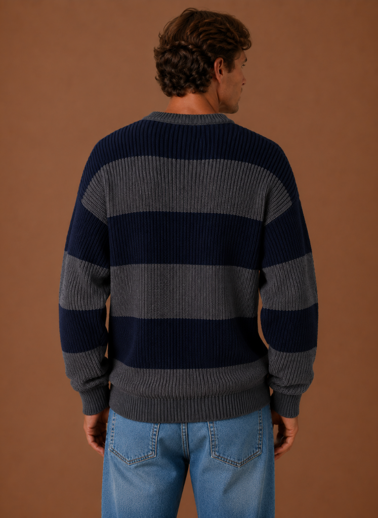 Men's Striped Knit Sweater – Crew Neck Pullover | Areleon