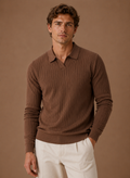 Men's Ribbed Knit Polo Sweater Smart Casual Pullover | Areleon