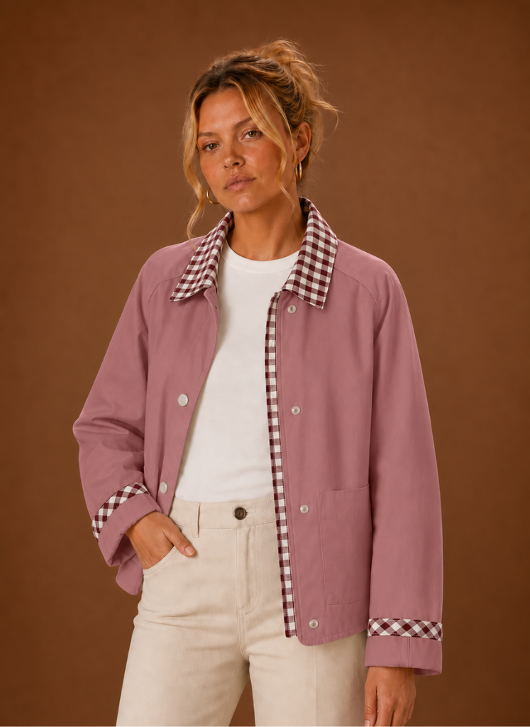 Women’s Barn Jacket - Check Collar Casual Coat | Areleon