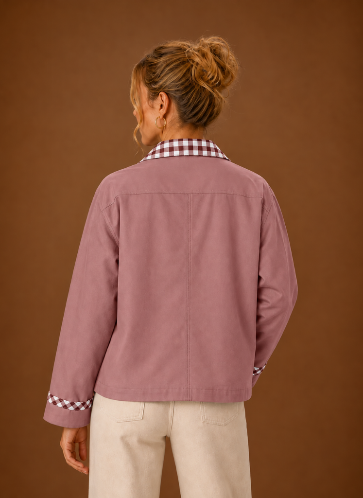 Women’s Barn Jacket - Check Collar Casual Coat | Areleon