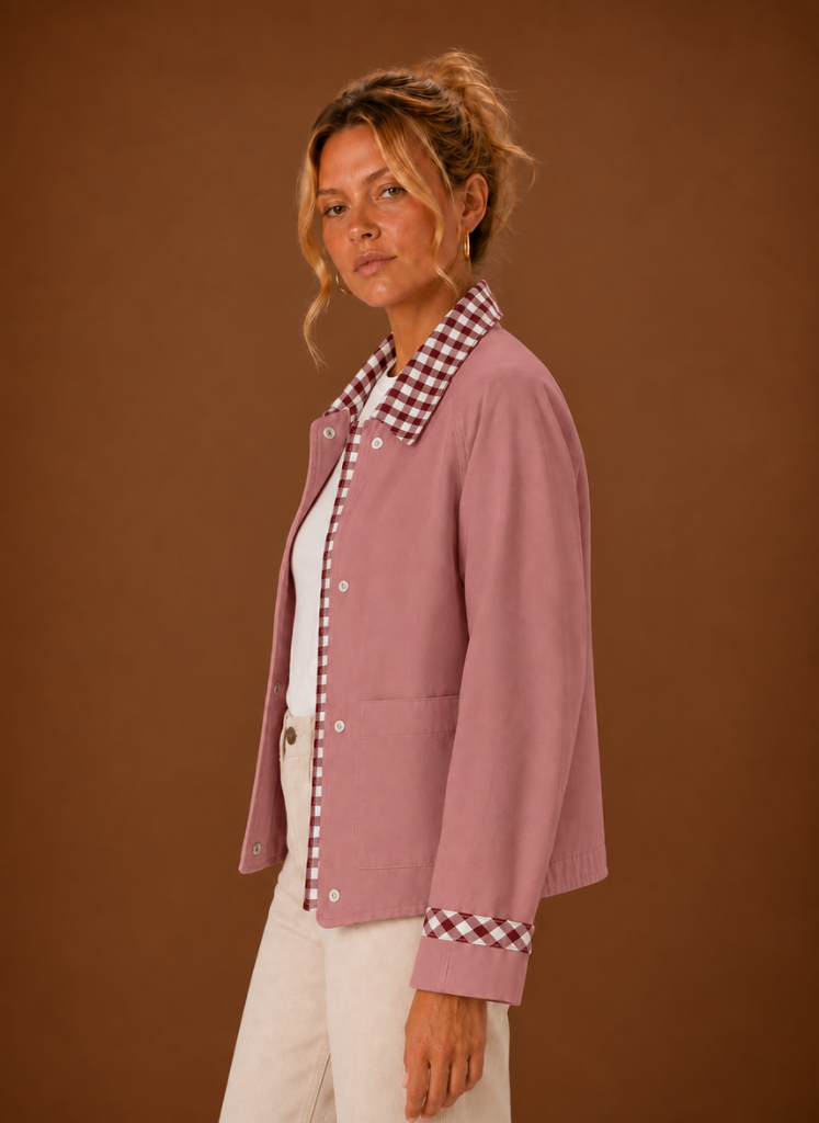 Women’s Barn Jacket - Check Collar Casual Coat | Areleon