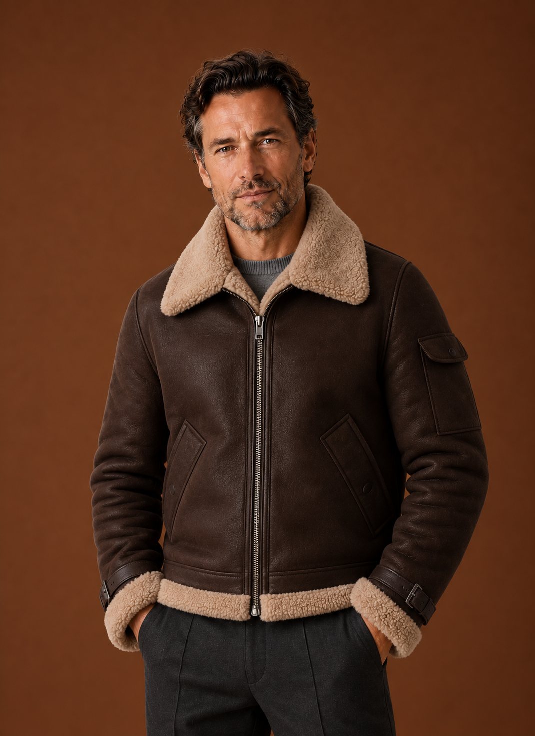 Men's Sherpa Lined Jacket - Faux Shearling Winter Coat | Areleon