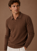 Men's Ribbed Knit Polo Sweater Smart Casual Pullover | Areleon