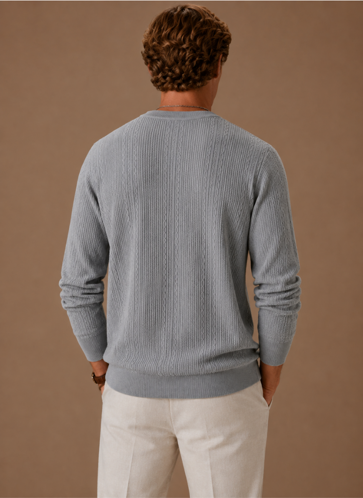 Men's Cable Knit Sweater – Crew Neck Textured Pullover | Areleon