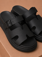Areleon | Women’s Buckle Slide Sandals Casual Faux Leather