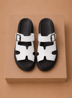 Areleon | Women’s Buckle Slide Sandals Casual Faux Leather