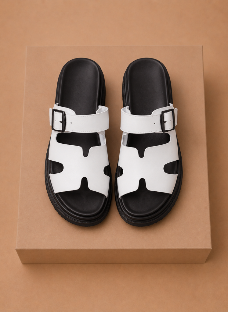 Areleon | Women’s Buckle Slide Sandals Casual Faux Leather