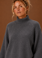 Chunky Knit Sweater for Women - Mock Neck Oversized | Areleon