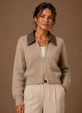 Women's Zip Knit Jacket with Classic Collar | Areleon