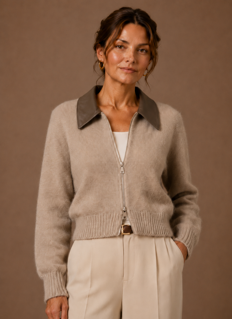 Women's Zip Knit Jacket with Classic Collar | Areleon